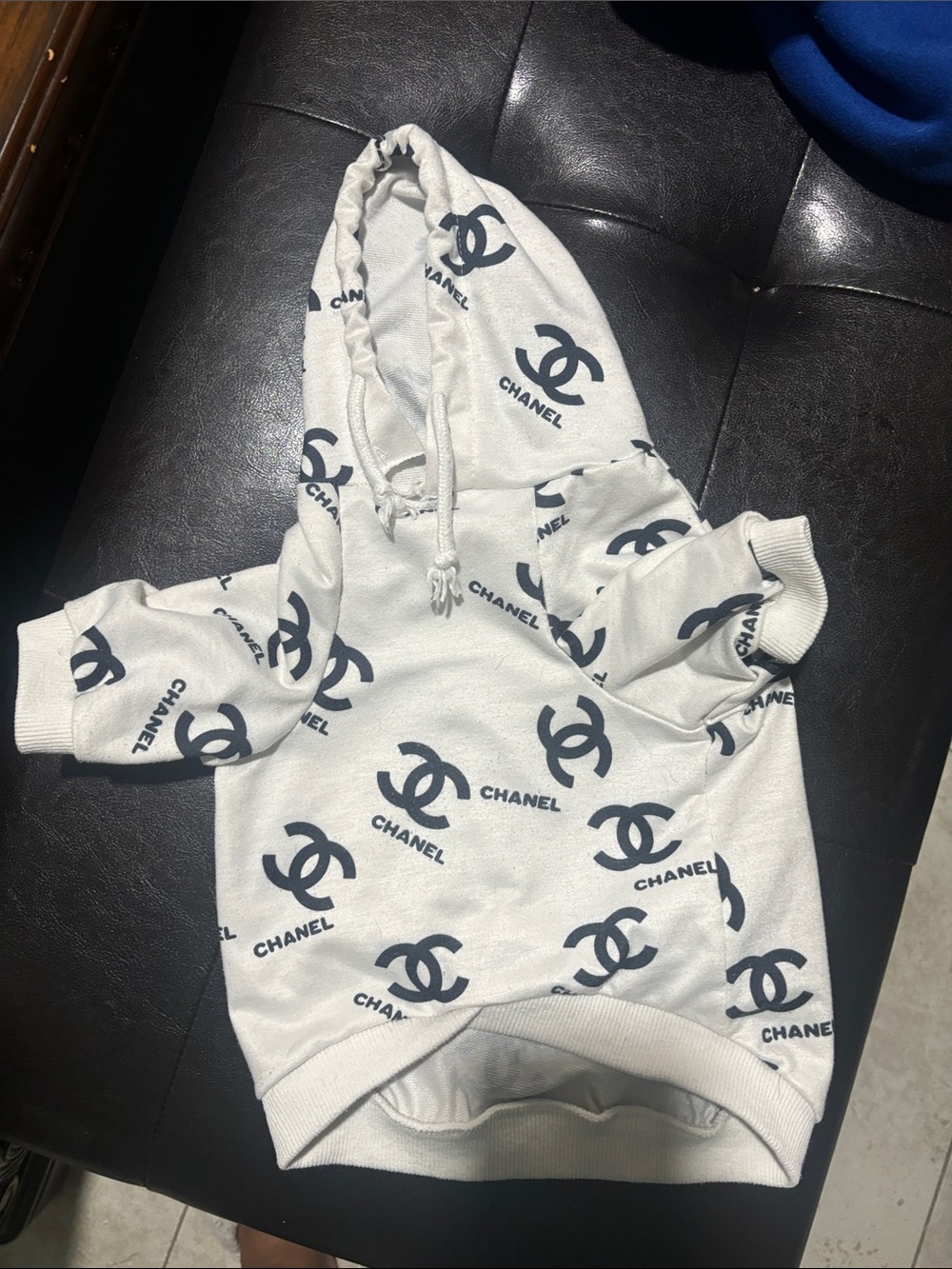 CC Dog Pet White Hoodie with Black Logo All-Over Print
